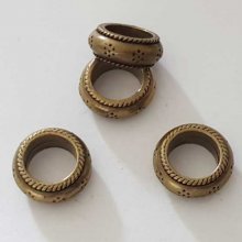 Perle rondelle plate anneau intercalaire en métal argenté 019 Bronze