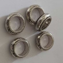 Perle rondelle plate anneau intercalaire en métal argenté 019 Argent