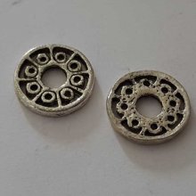 Perle rondelle plate anneau intercalaire en métal argenté 024 Argent