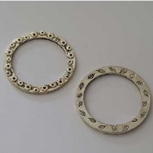 Perle rondelle plate anneau intercalaire en métal argenté 032 Argent