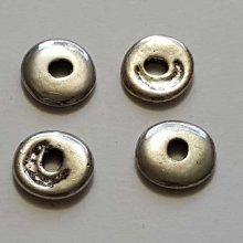 Perle rondelle plate anneau intercalaire en métal argenté 038 Argent