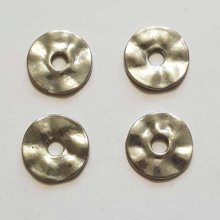 Perle rondelle plate anneau intercalaire en métal argenté 039 Argent
