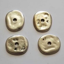 Perle rondelle plate anneau intercalaire métal argenté 047 Argent