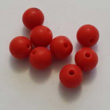 Perles acryliques Rondes 08 mm Rouge 01 x 10 Pièces