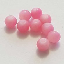 Perles Verres Rondes 06 mm Rose 01 x 10 Pièces