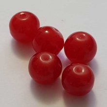 Perle Verre Ronde 12 mm Rouge 01 x 1 Pièce