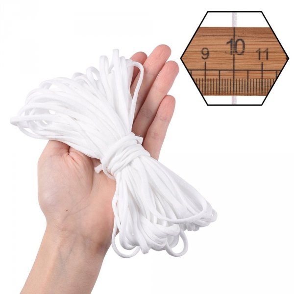 &Eacute;lastique Polyester Plat 4 mm blanc au 10 cm