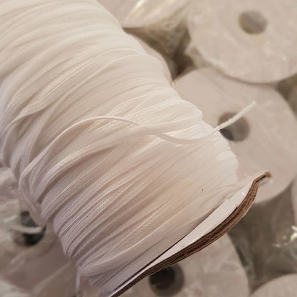 &Eacute;lastique masque plat 3 mm Blanc x 21 m&egrave;tres