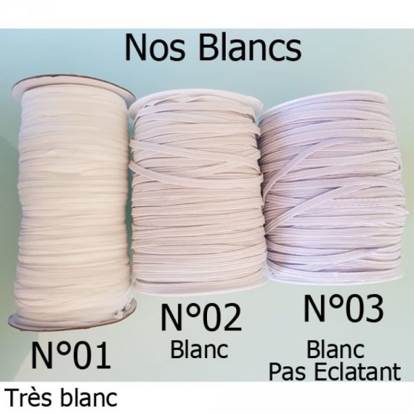 Élastique masque plat 3 mm x 150 m Blanc