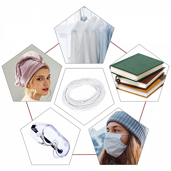 &Eacute;lastique masque rond 2.5 mm Blanc au 10 cm