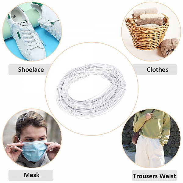 &Eacute;lastique masque rond 2.5 mm Blanc au 10 cm