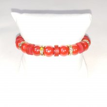 Bracelet extensible cuir et porcelaine