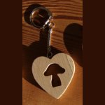 porte clef coeur et champignon, cepe, foret