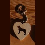 porte clef coeur et chien saint bernard ou golden retriever