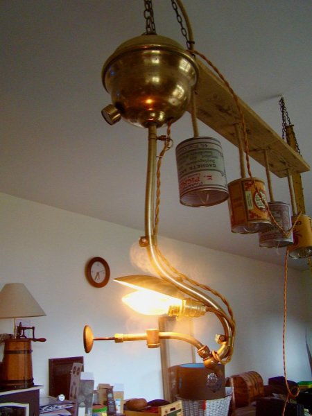 Lustre ancienne suspension &agrave; gaz 19 em