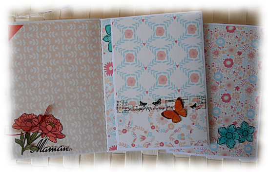 Carnet, album, recueil de poèmes fleurs d'été "Happy Mother's day" multicolore bleu rose en papier carton