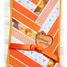 Carte instant "bonheur à partager" type chevrons aux couleurs "Orangeade" pour égayer la vie de couleurs 