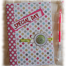 Journal intime ou Calepin album ou carnet papiers assortis "Special Day" rose vert multicolore