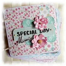 Mini album relié printanier à personnaliser "Special Day Maman" rose bleu vert