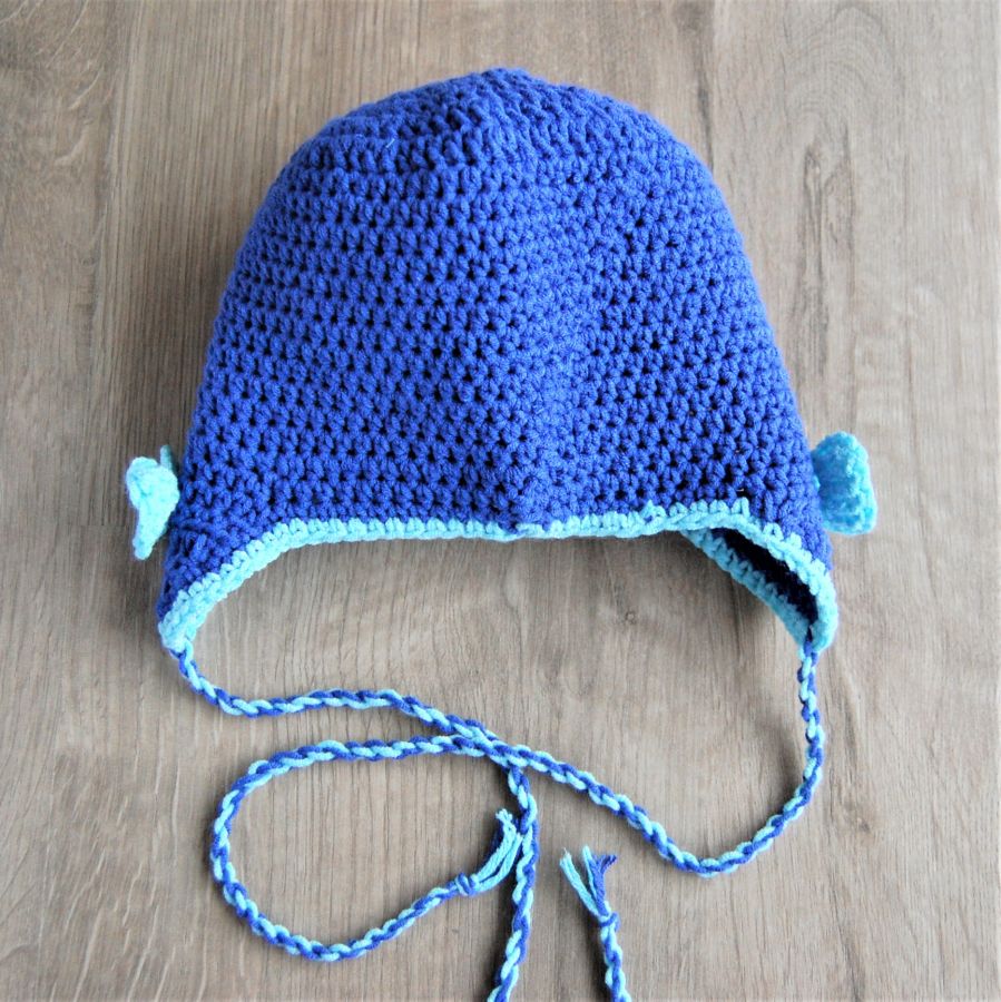 Bonnets Et Berets Pour Tous Bonnet Bebe Bleu Avec Ligne Turquoise Protege Oreilles Et Cordons