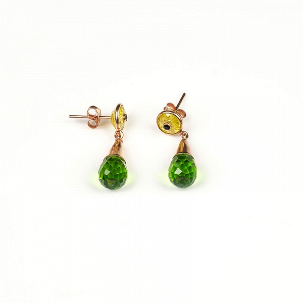 Boucles d'Oreilles Tria 925 Or Rose Jaune et Vert