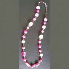 Collier fimo camaïeu Fuchsia