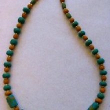 Collier perles turquoise ocre