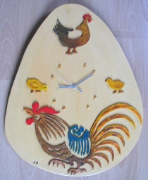 Horloge en bois  Coq