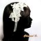bandeau cheveux dentelle Calais ivoire accessoire mariage headband  fleur de soie strass