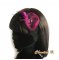 Bandeau cheveux dentelle noire fleur d'organza et plumes fushia headband mariage fait main