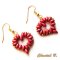 boucles d'oreilles Saint Valentin coeur perles rouge corail et or soirée mariage cérémonie plaqué or