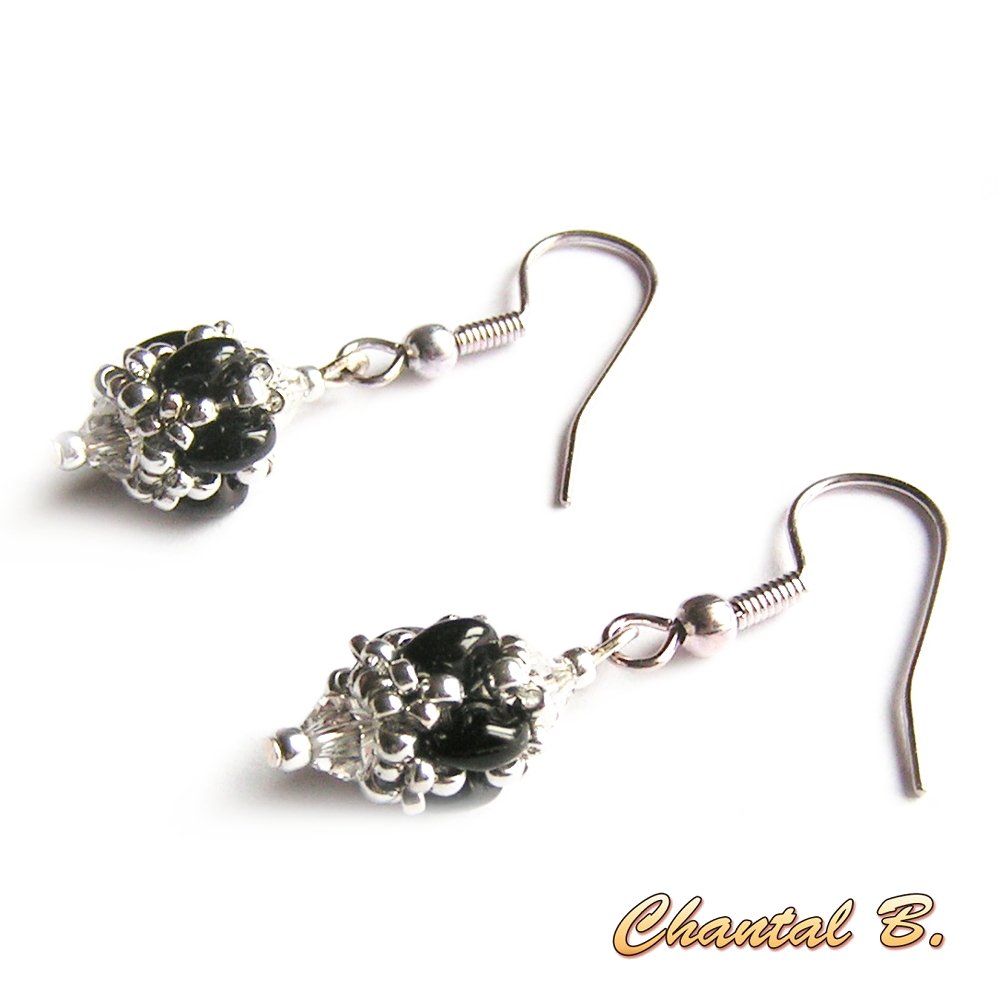 boucles d'oreilles mariage perles swarovski cristal perles de verre corail nacré et argent