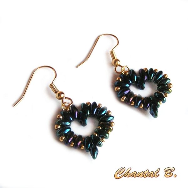 boucles d'oreilles mariée coeur perles nacrées et argent soirée mariage