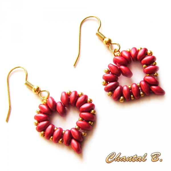 boucles d'oreilles st valentin mariage coeur perles nacr&eacute;es et or soir&eacute;e plaqu&eacute; or