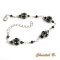 bracelet cristal swarovski perles de verre noir brillant et argent tissées