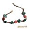 bracelet fantaisie perles fleurs bohème rose et perles nacrées turquoise métal bronze