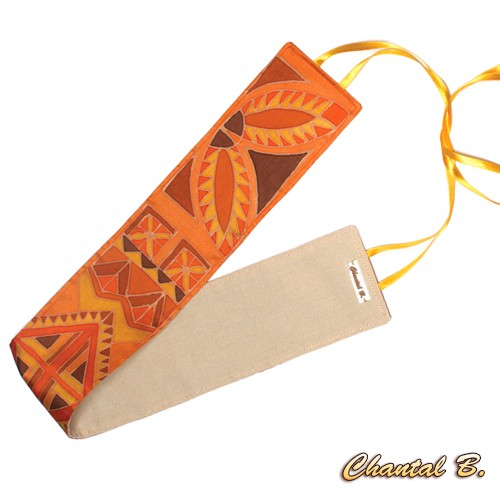 foulard écharpe mousseline de soie orange peint main accessoire soirée