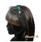 Headband bandeau turquoise cheveux dentelle et plumes bleu turquoise et noir