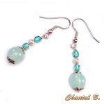 Boucles d'oreilles perle turquoise et argent perles de verre