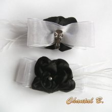 clips chaussures mariage fleur satin noir organza blanc shabby chic