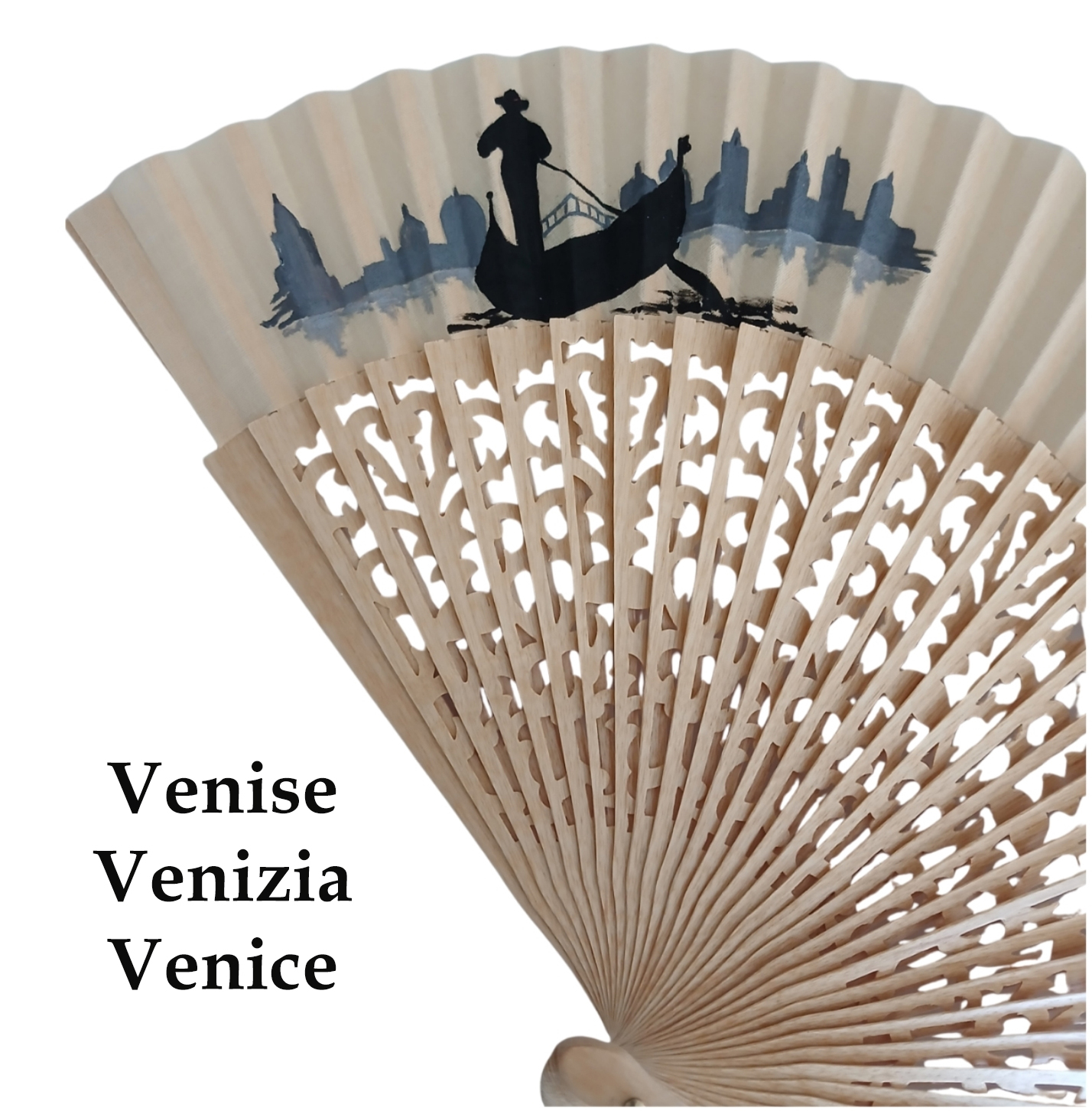 Bois ajour&eacute; et coton peint &agrave; la main