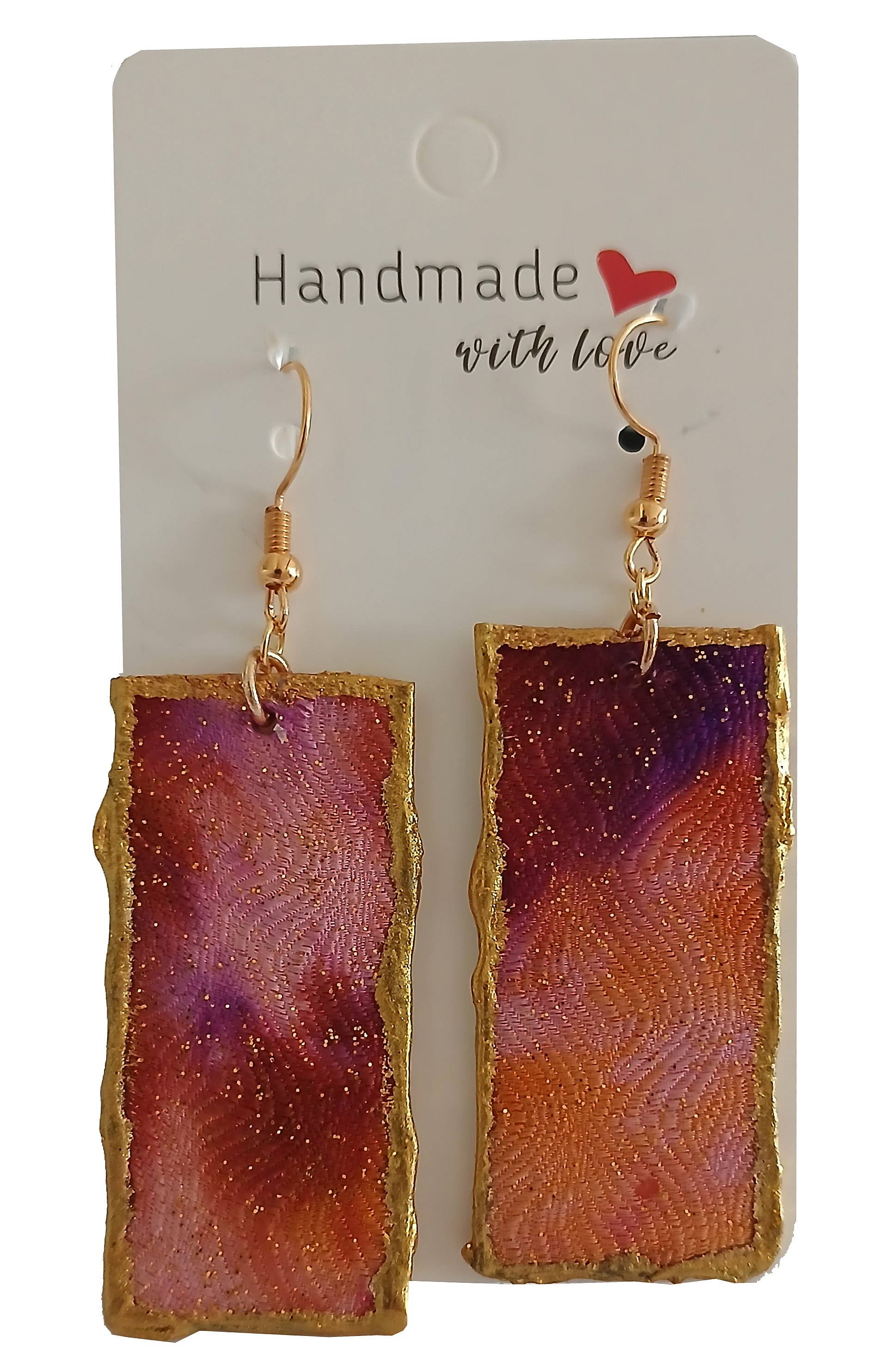 Boucles d oreilles en soie broch&eacute;e recto verso