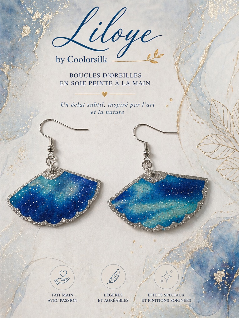 Boucles d oreilles en soie recto verso