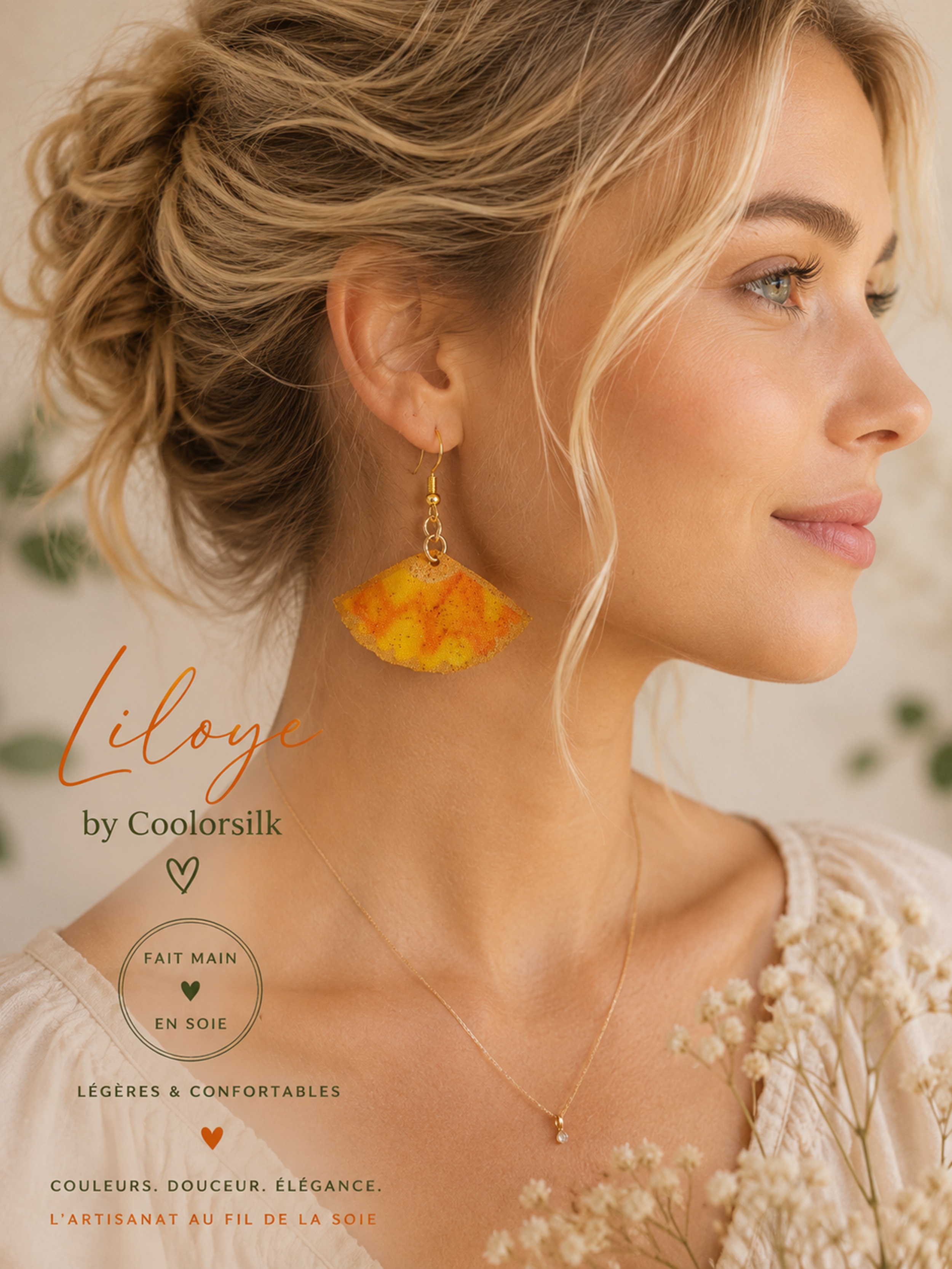 Boucles d oreilles en soie recto verso