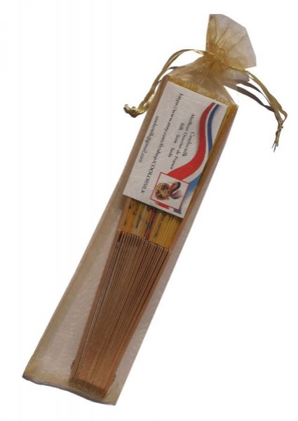 Eventail en soie peinte &agrave; la main. "Monarque blu"