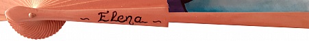 Éventail en satin peint à la main rouge et or.