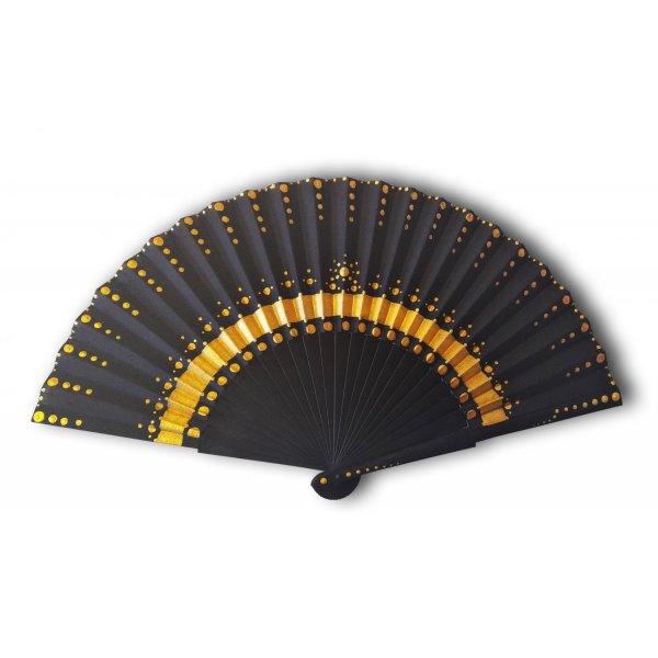 Eventail en satin dessin&eacute; et peint &agrave; la main "Galaxie"