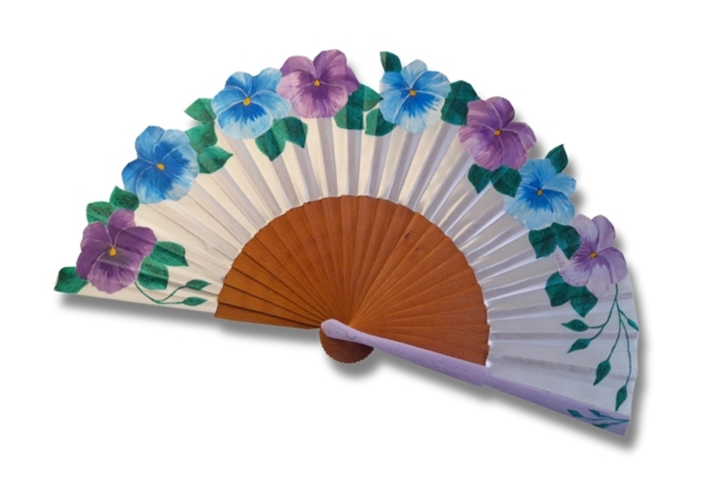 Eventail en satin  dessin&eacute; et peint &agrave; la main "Une petite pens&eacute;e"