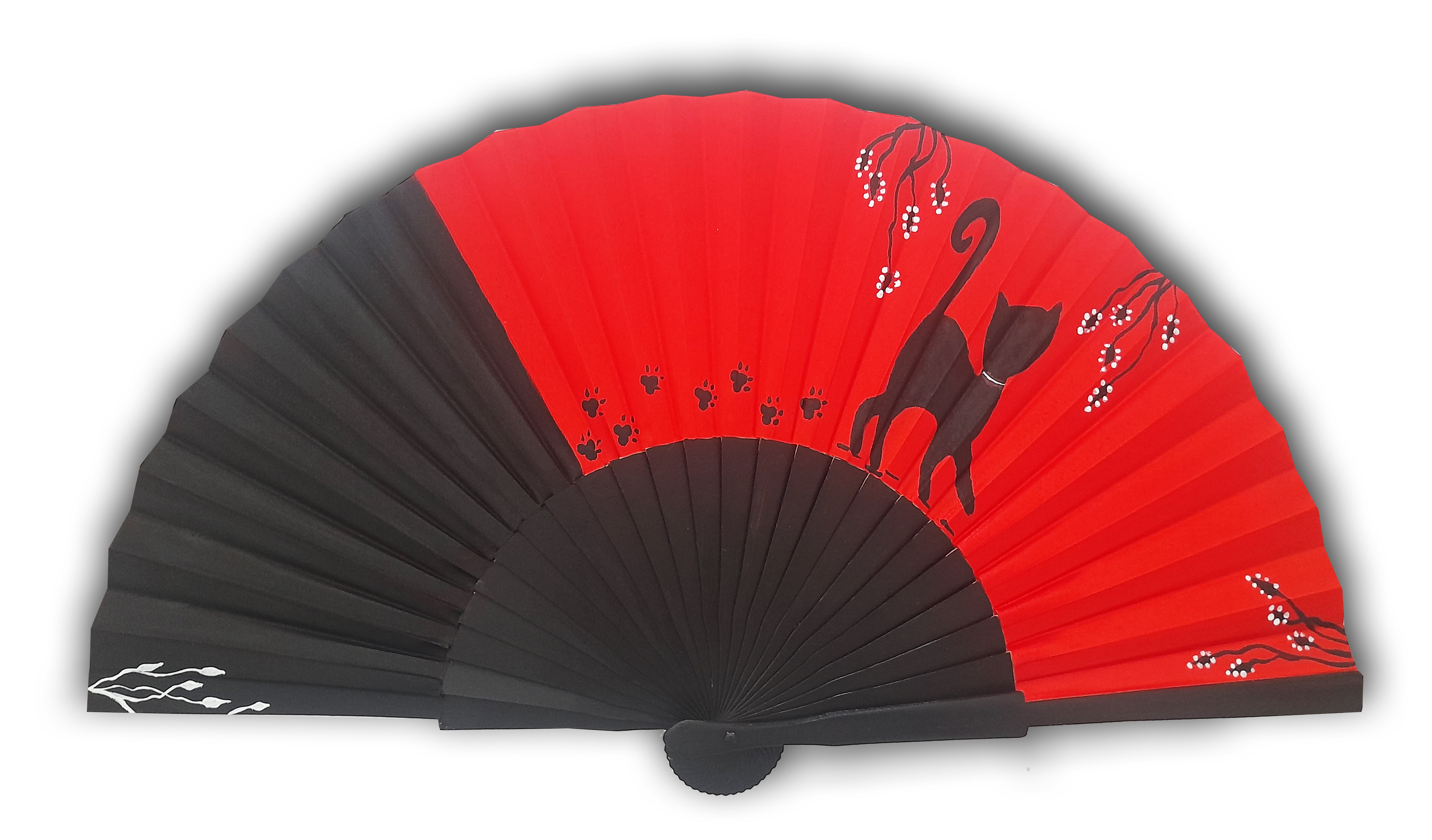 Eventail en soie dessin&eacute; et peint &agrave; la main "Evasion"