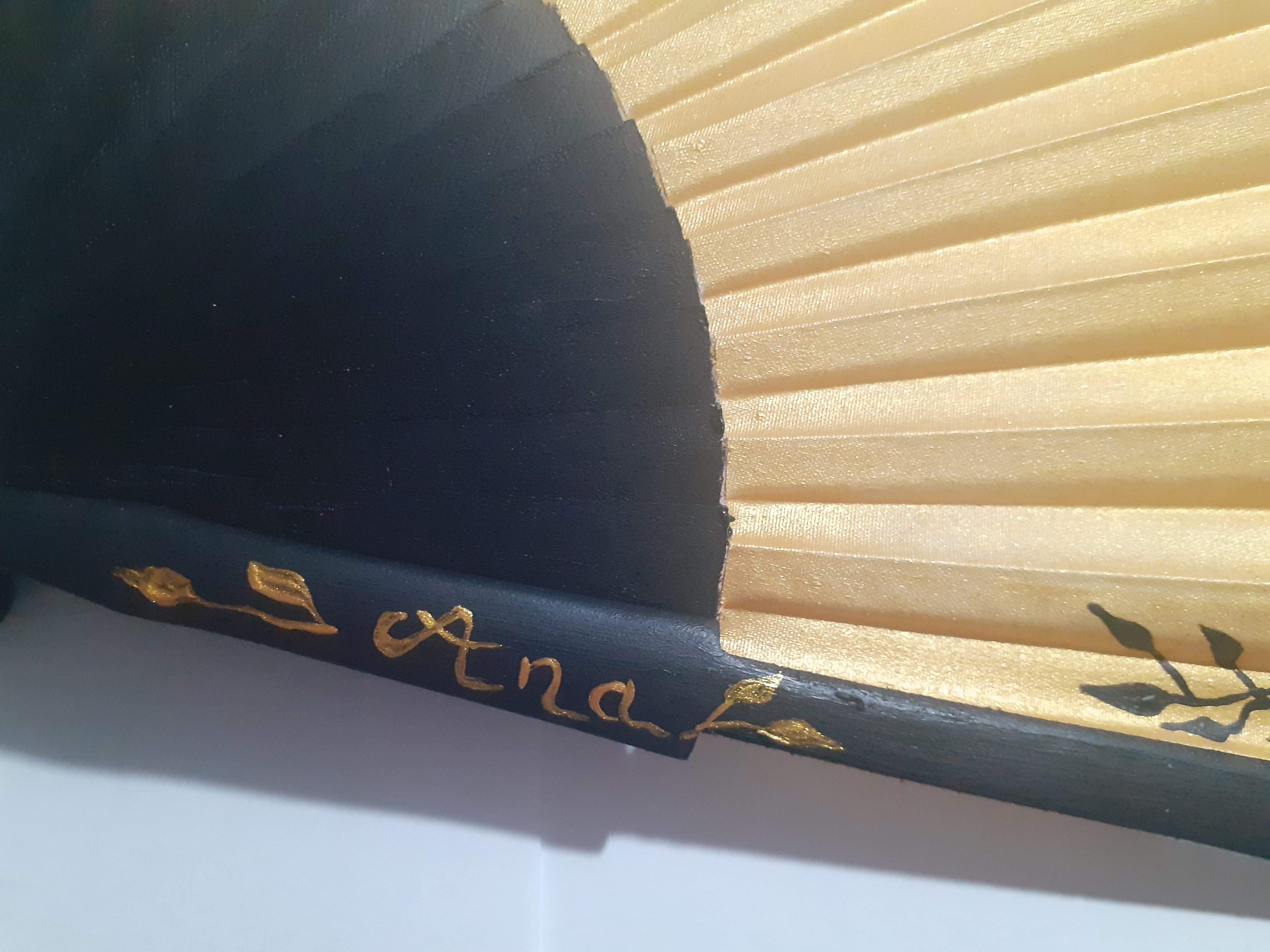 Eventail unisexe en coton  peint &agrave; la main. "Moto tour" 19cm